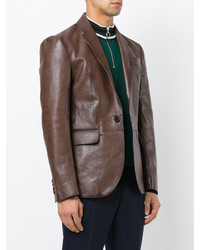 Blazer en cuir marron foncé DSQUARED2