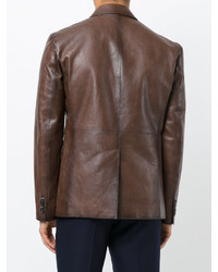 Blazer en cuir marron foncé DSQUARED2