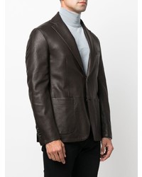 Blazer en cuir marron foncé Tagliatore