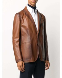 Blazer en cuir marron Tagliatore