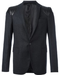 Blazer en cuir matelassé gris foncé