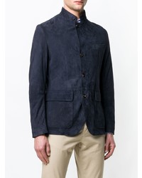 Blazer en daim bleu marine Eleventy