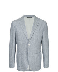 Blazer en denim à chevrons bleu clair