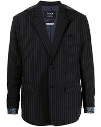 Blazer en denim à rayures verticales noir