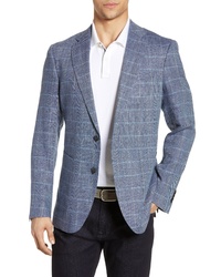 Blazer en denim écossais bleu