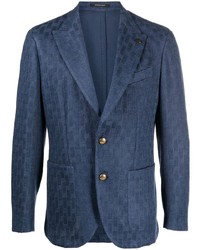 Blazer en denim imprimé bleu marine