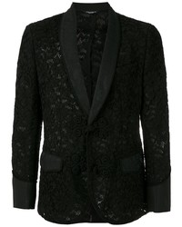 Blazer en dentelle à fleurs noir