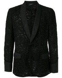 Blazer en dentelle à fleurs noir Dolce & Gabbana