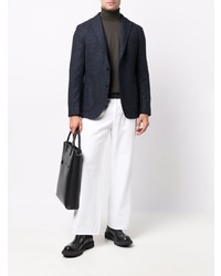 Blazer en laine à carreaux bleu marine Boglioli