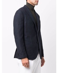 Blazer en laine à carreaux bleu marine Boglioli