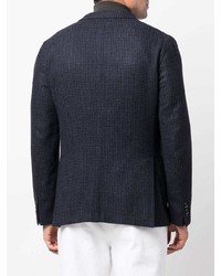 Blazer en laine à carreaux bleu marine Boglioli