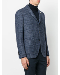 Blazer en laine à carreaux bleu marine Lardini