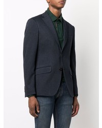 Blazer en laine à carreaux bleu marine Etro