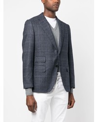 Blazer en laine à carreaux bleu marine Caruso