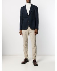 Blazer en laine à carreaux bleu marine Eleventy