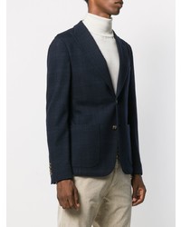 Blazer en laine à carreaux bleu marine Eleventy