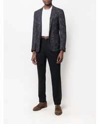 Blazer en laine à carreaux bleu marine Corneliani