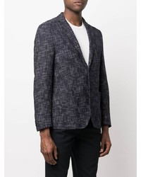 Blazer en laine à carreaux bleu marine Corneliani