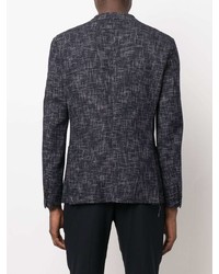 Blazer en laine à carreaux bleu marine Corneliani