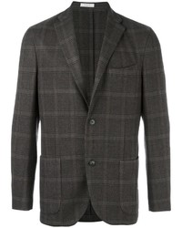 Blazer en laine à carreaux gris foncé Boglioli