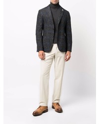 Blazer en laine à carreaux gris foncé Lardini