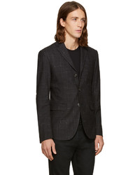 Blazer en laine à carreaux gris foncé DSQUARED2