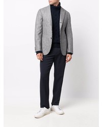 Blazer en laine à carreaux gris Barba