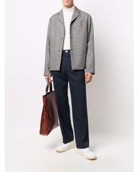 Blazer en laine à carreaux gris Marni