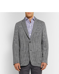 Blazer en laine à carreaux gris Brioni