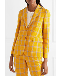 Blazer en laine à carreaux jaune Etro