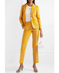 Blazer en laine à carreaux jaune Etro