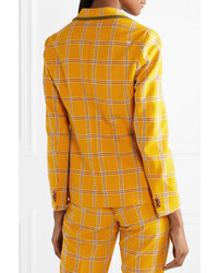 Blazer en laine à carreaux jaune Etro