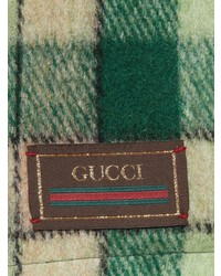 Blazer en laine à carreaux olive Gucci
