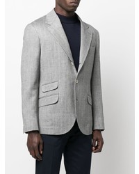 Blazer en laine à chevrons gris Brunello Cucinelli