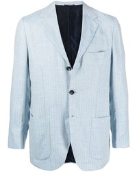 Blazer en laine à motif zigzag bleu clair