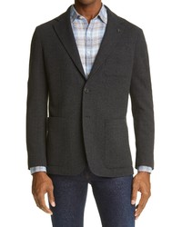 Blazer en laine à motif zigzag gris foncé