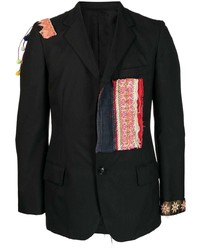 Blazer en laine à patchwork noir Yohji Yamamoto