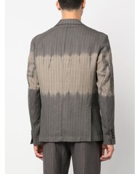 Blazer en laine à rayures verticales gris foncé Suzusan