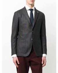 Blazer en laine à rayures verticales gris foncé Tagliatore