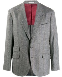 Blazer en laine à rayures verticales gris Brunello Cucinelli
