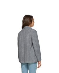 Blazer en laine à rayures verticales gris Isabel Marant Etoile