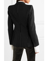 Blazer en laine à rayures verticales noir et blanc Alexander McQueen