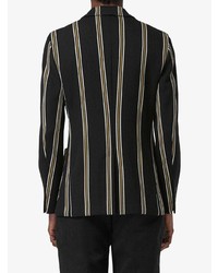 Blazer en laine à rayures verticales noir Burberry