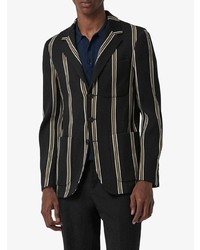 Blazer en laine à rayures verticales noir Burberry