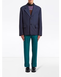 Blazer en laine bleu marine Prada