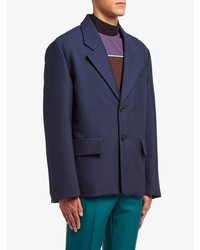 Blazer en laine bleu marine Prada