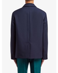 Blazer en laine bleu marine Prada