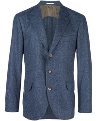 Blazer en laine bleu Brunello Cucinelli