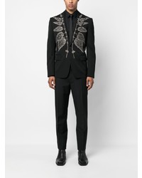 Blazer en laine brodé noir Alexander McQueen