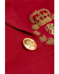 Blazer en laine brodé rouge Saint Laurent